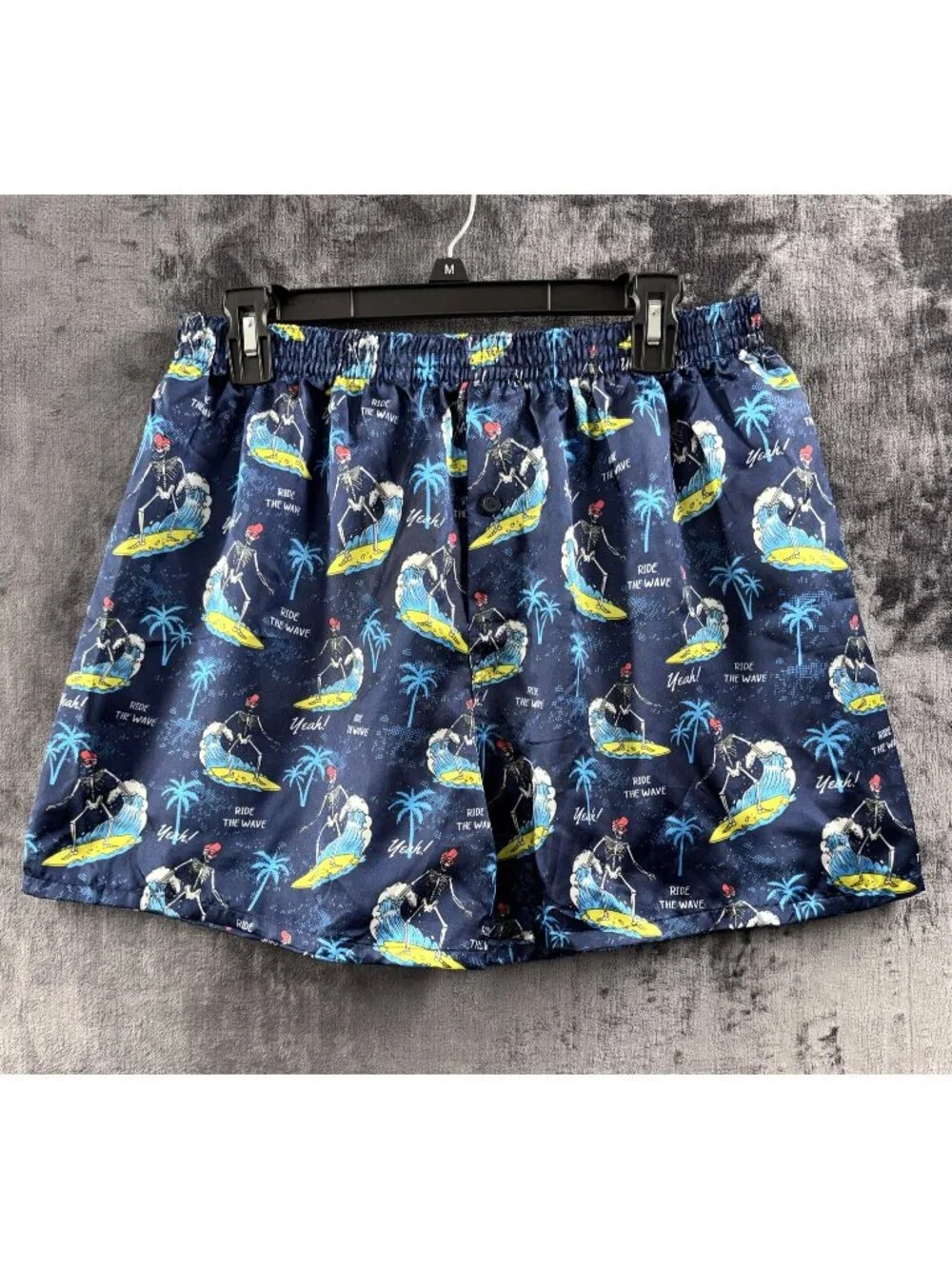 Jupiter Secret Boys Sz XL Silky Polyester Boxers/Sleep Shorts Surfing Skeletons